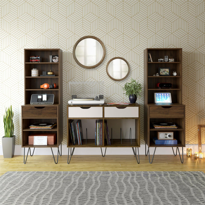 Concord Turntable Stand with Drawers - Brown Oak