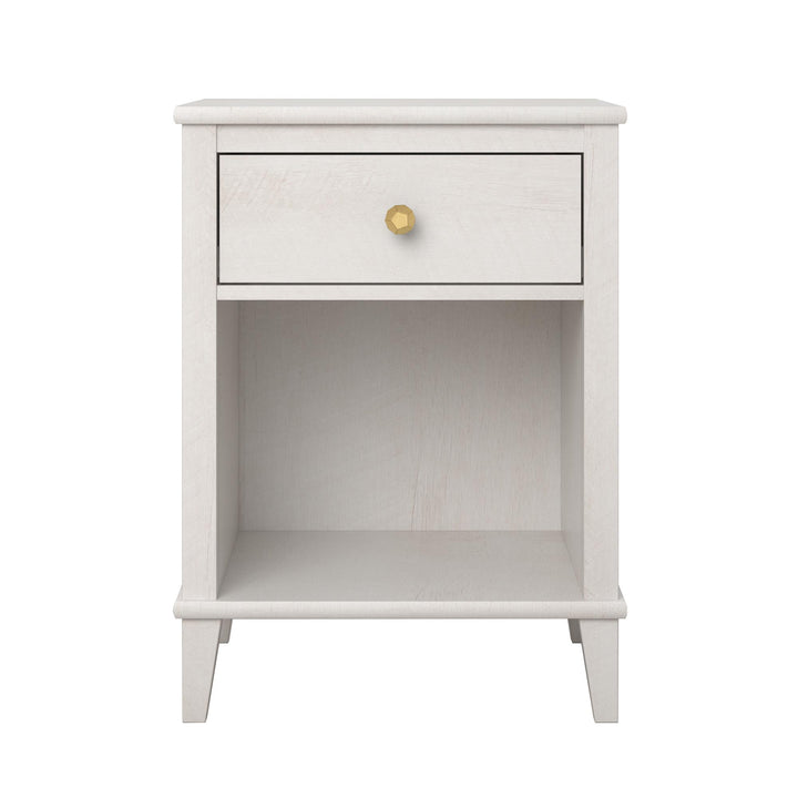 Elegant Nightstand with 2 Sets of Knobs -  Ivory Oak