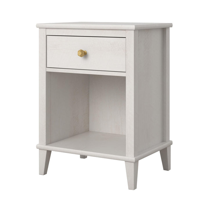 Nightstand with 2 Sets of Knobs and Drawer -  Ivory Oak