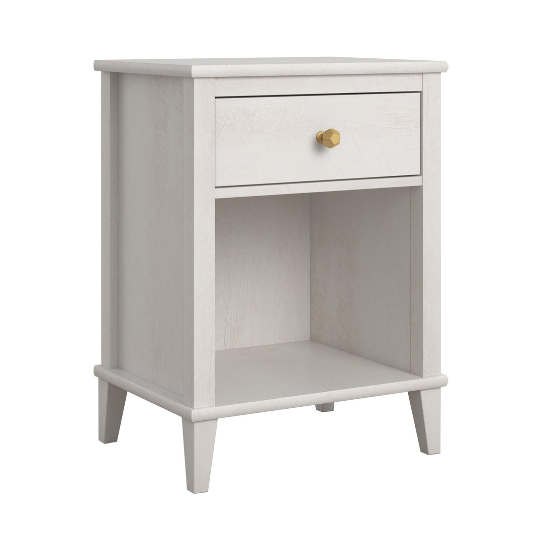 Nightstand with 2 Sets of Knobs for Storage -  Ivory Oak