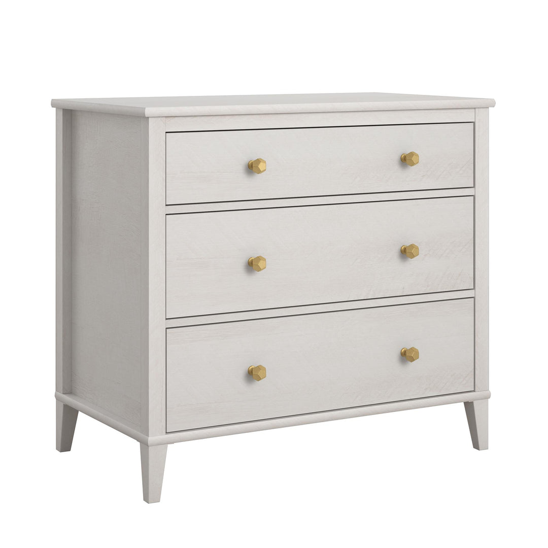 Modern 3 drawer dresser with creative design -  Ivory Oak