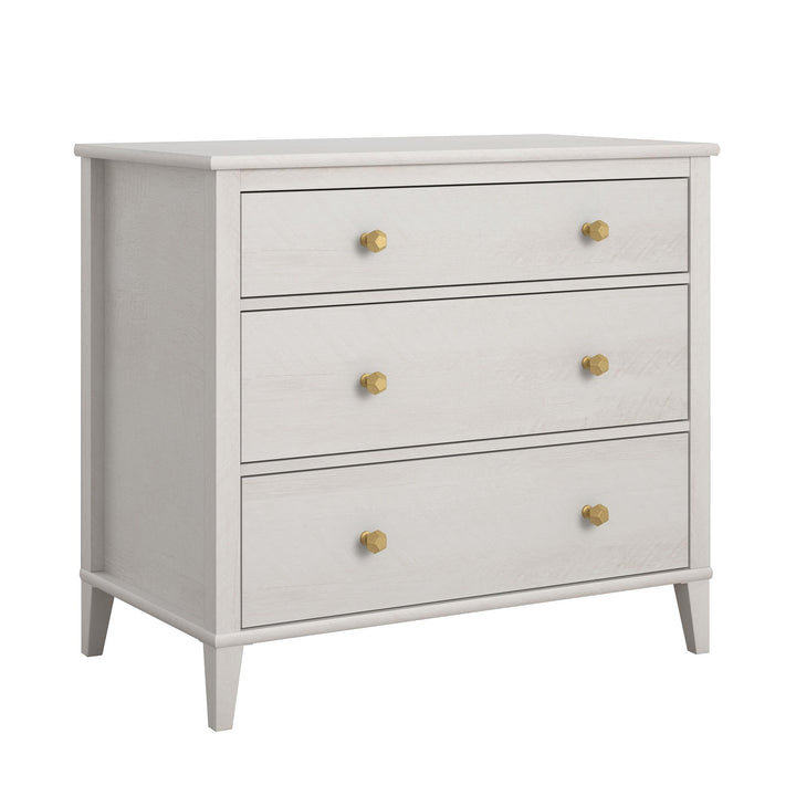 Modern 3 drawer dresser with creative design -  Ivory Oak
