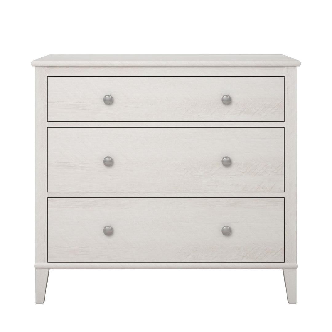 Compact 3 drawer dresser with customizable knobs -  Ivory Oak