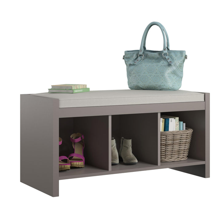 Penelope Entryway Storage Bench with Cushion - Taupe