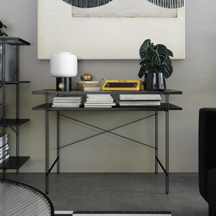 Vance Computer Desk with Woodgrain Finish - Black Oak