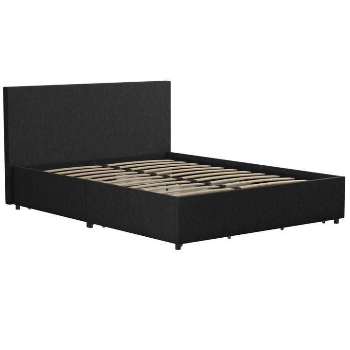 Kelly Upholstered Bed with 4 Storage Drawers - Dark Gray Linen - Full