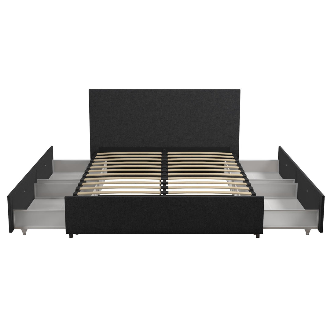 Kelly Storage Bed with Upholstery -  Dark Gray Linen 
