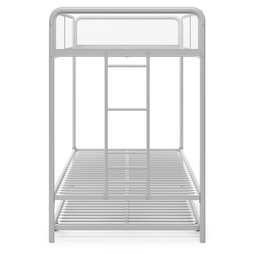 Triple Metal Twin over Twin Bunk Bed with Trundle and Integrated Ladder - White - Twin-Over-Twin