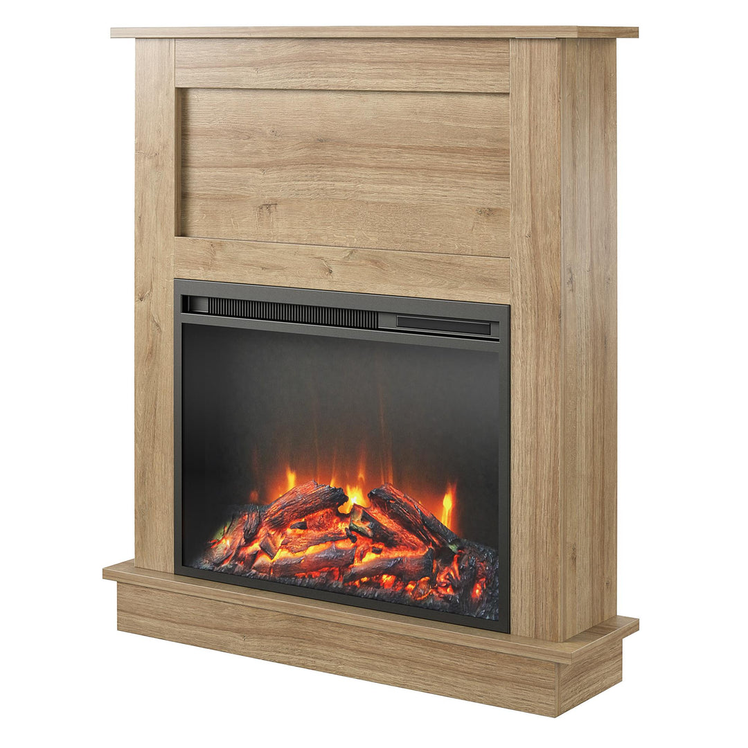 Ellsworth Modern Electric Fireplace with Mantel and 23 Inch Fireplace Insert - Natural