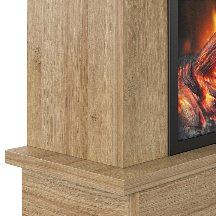 Ellsworth Modern Electric Fireplace with Mantel and 23 Inch Fireplace Insert - Natural
