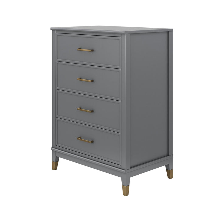 Westerleigh 4 Drawer Dresser with Gold Accents - Graphite Grey