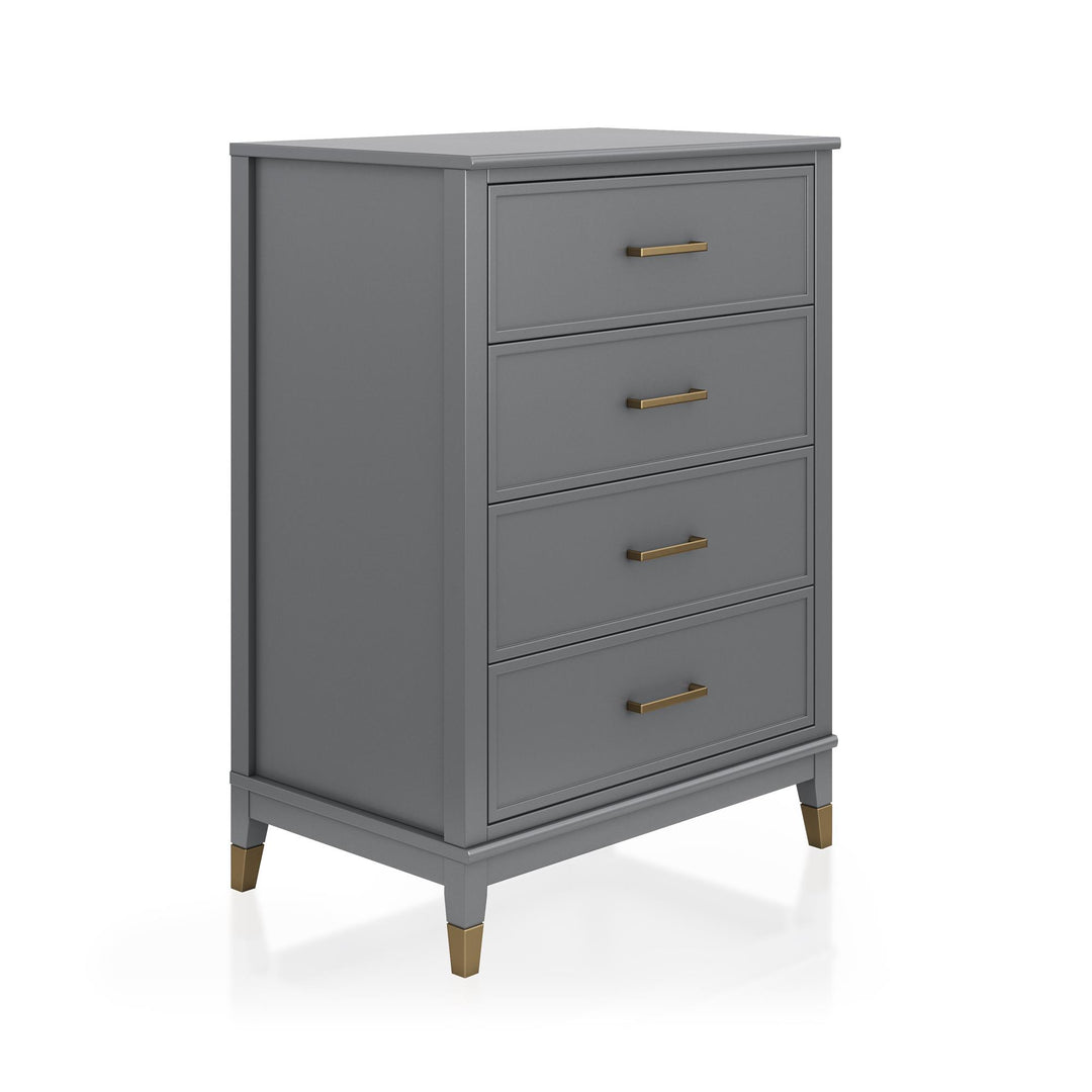 Westerleigh 4 Drawer Dresser with Gold Accents - Graphite Grey