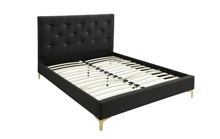 Melissa Upholstered Platform Bed  -  Black - Queen