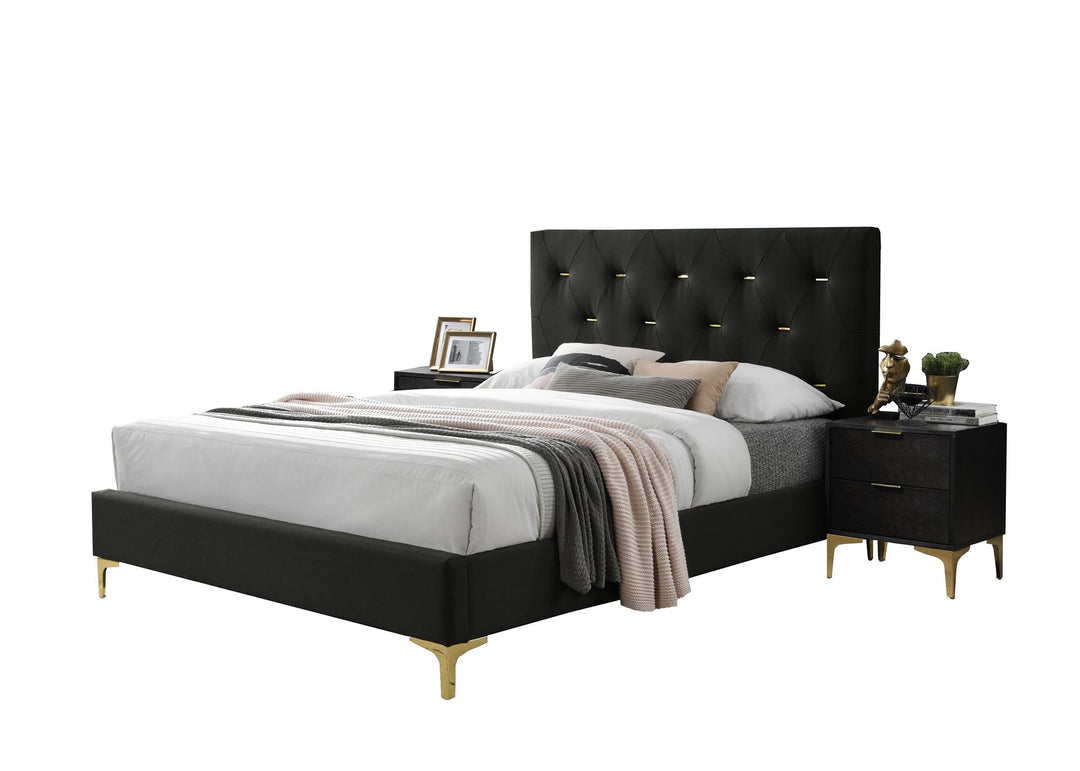 Contemporary upholstered platform bed design Melissa -  Black - Queen
