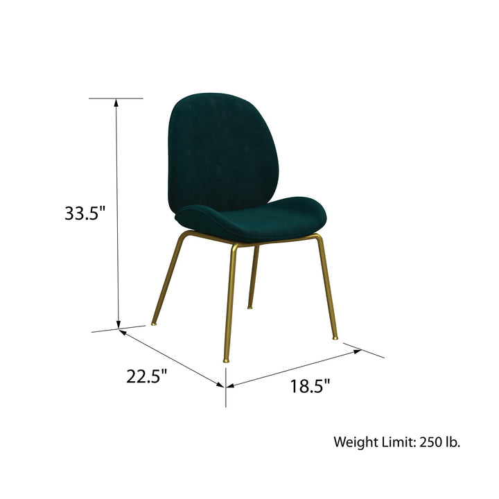 Astor Upholstered Dining Chair with Gold Metal Legs - Green