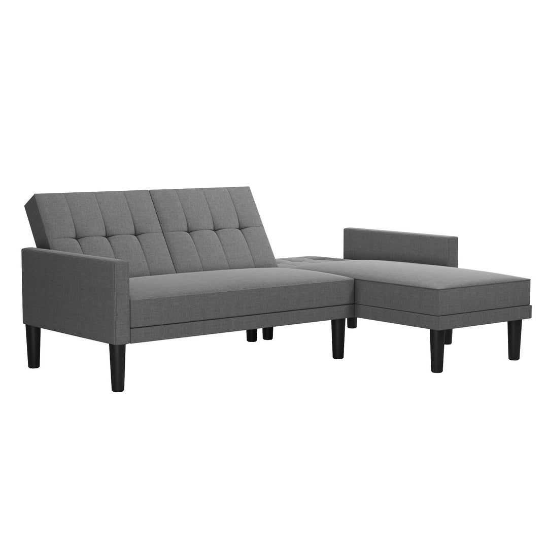Haven Small Space Reversible Sectional Sofa Futon with Square-Tufted Backrest - Light Gray