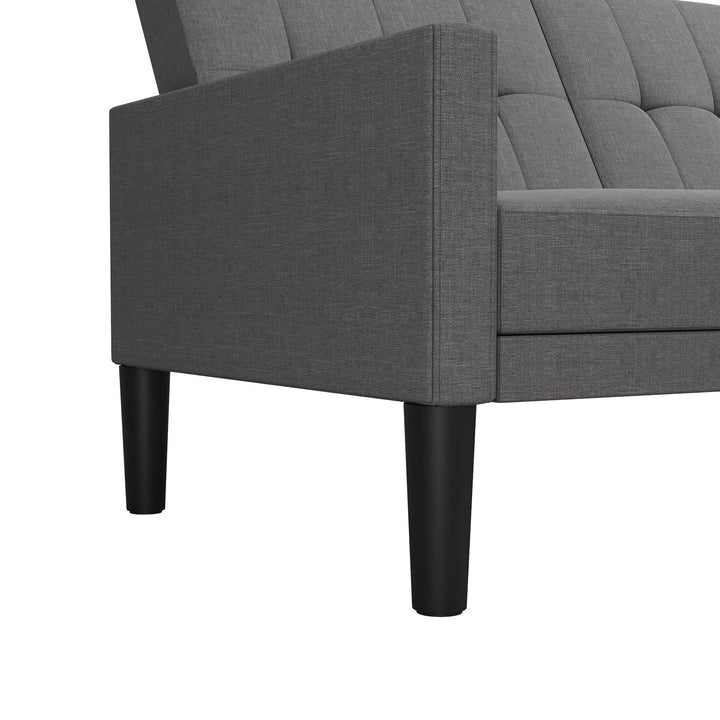 Haven Small Space Reversible Sectional Sofa Futon with Square-Tufted Backrest - Light Gray