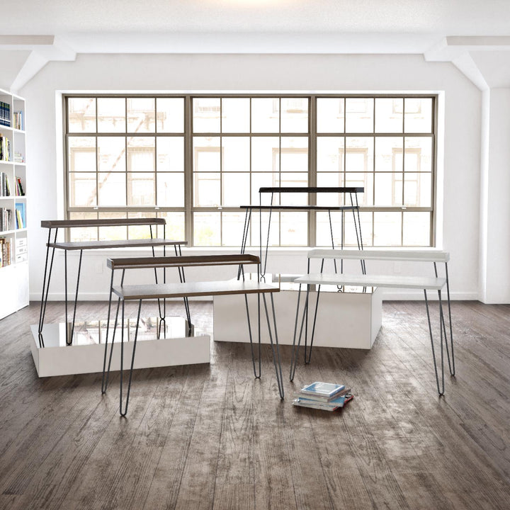 Haven Retro Desk with Riser - White/Black