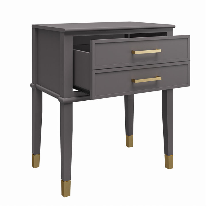 Westerleigh 2 Drawer Nightstand with Gold Accents - Graphite Grey