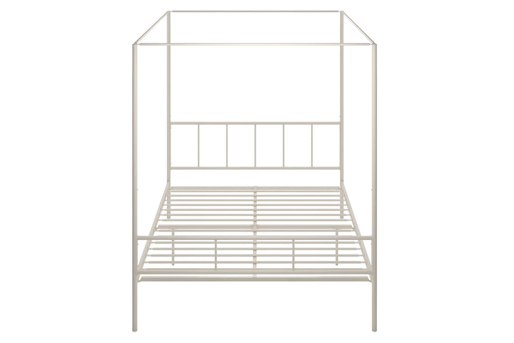 Marion Four Poster Metal Canopy Bed with Soft Clean Lines - White - Queen