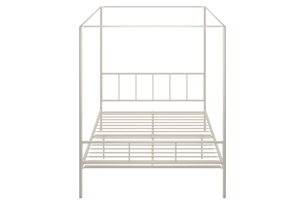 Marion Four Poster Metal Canopy Bed with Soft Clean Lines - White - Queen