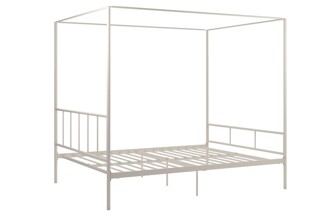 Marion Canopy Bed - Marion Four Poster Metal Canopy Bed with Soft Clean Lines  -  White 