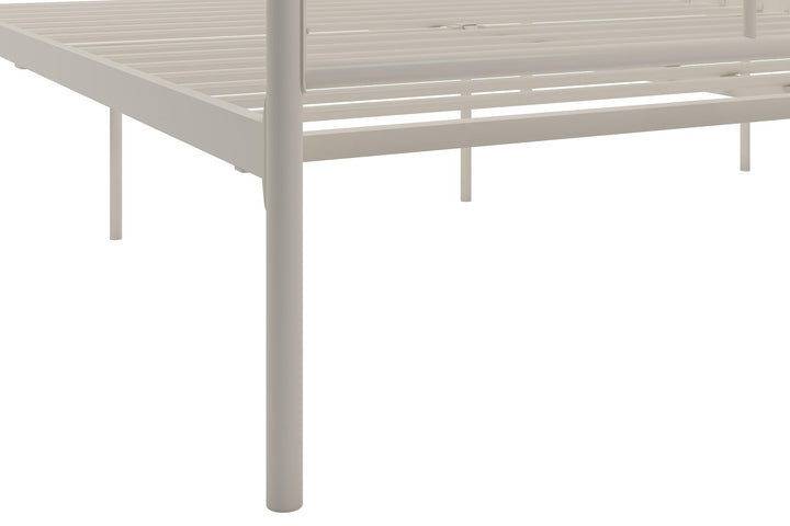 Elegant Marion Four Poster Metal Canopy Bed -  White 