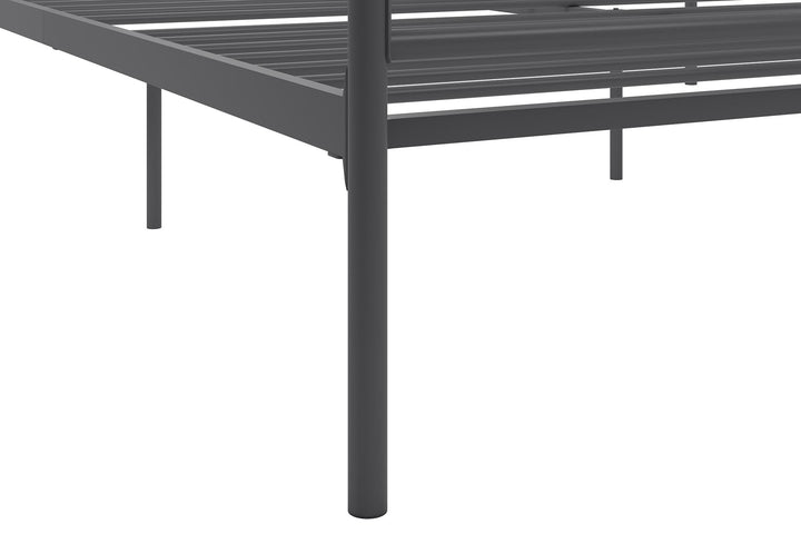 Marion Four Poster Metal Canopy Bed with Soft Clean Lines - Dark Gray - King