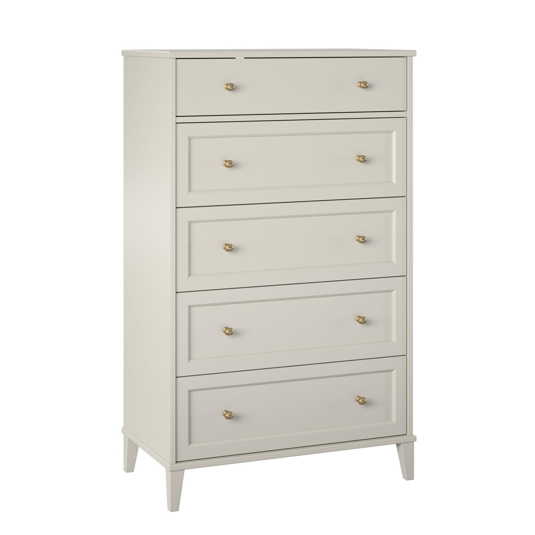 Monticello Tall 5 Drawer Dresser with Gold Accents - Sharkey Grey