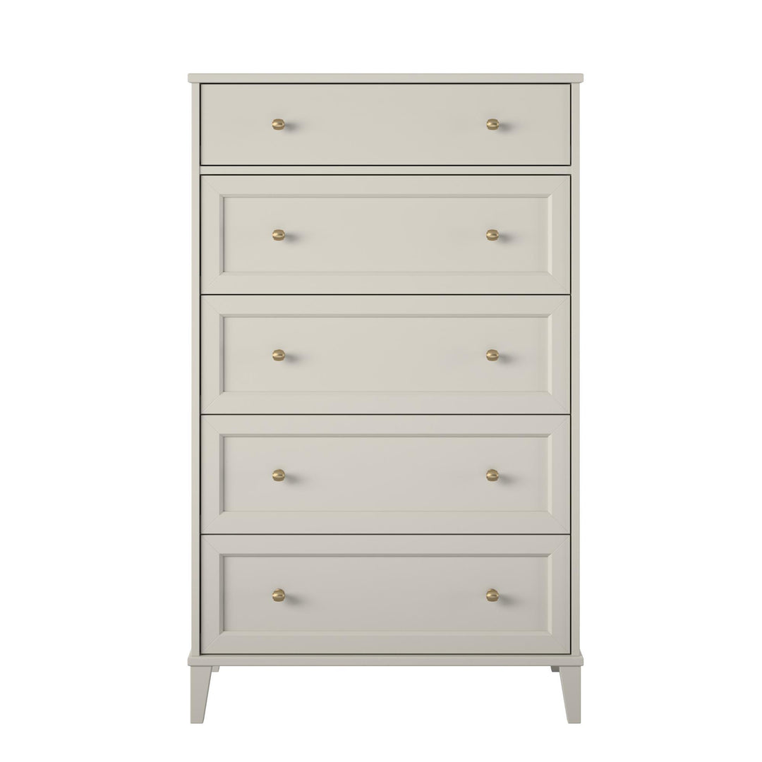 Monticello Tall 5 Drawer Dresser with Gold Accents - Sharkey Grey