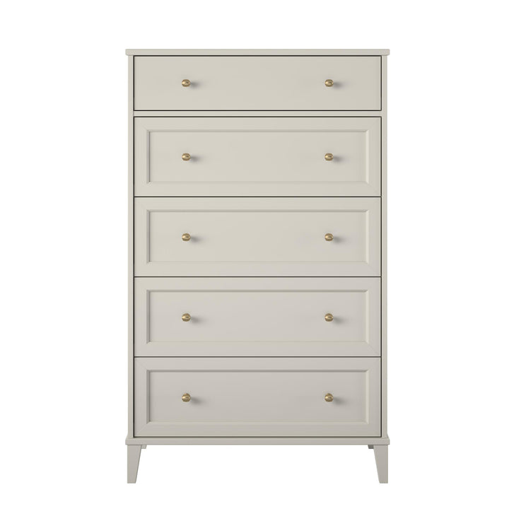 Monticello Tall 5 Drawer Dresser with Gold Accents - Sharkey Grey