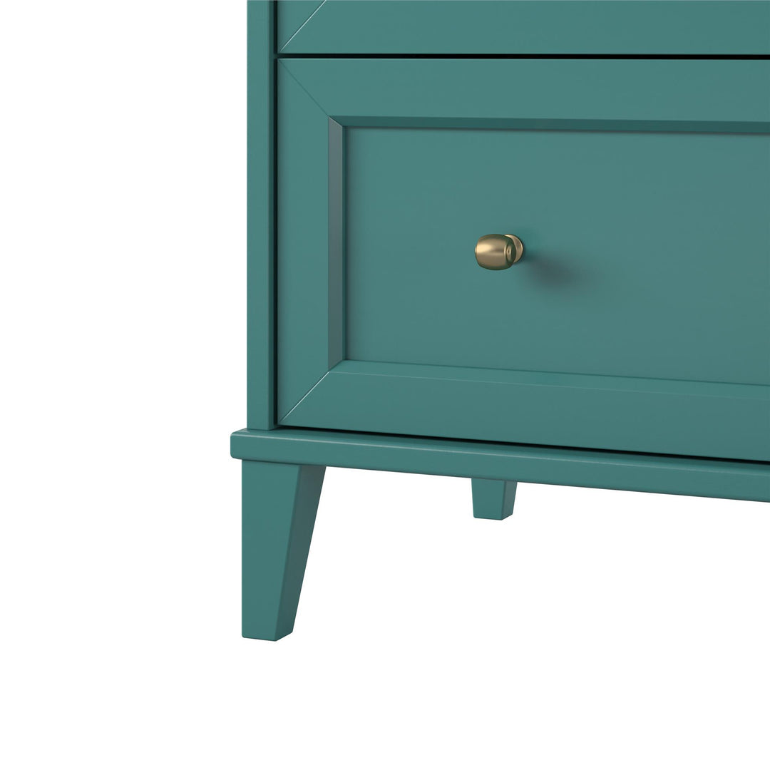 Monticello Tall 5 Drawer Dresser with Gold Accents - Emerald Green