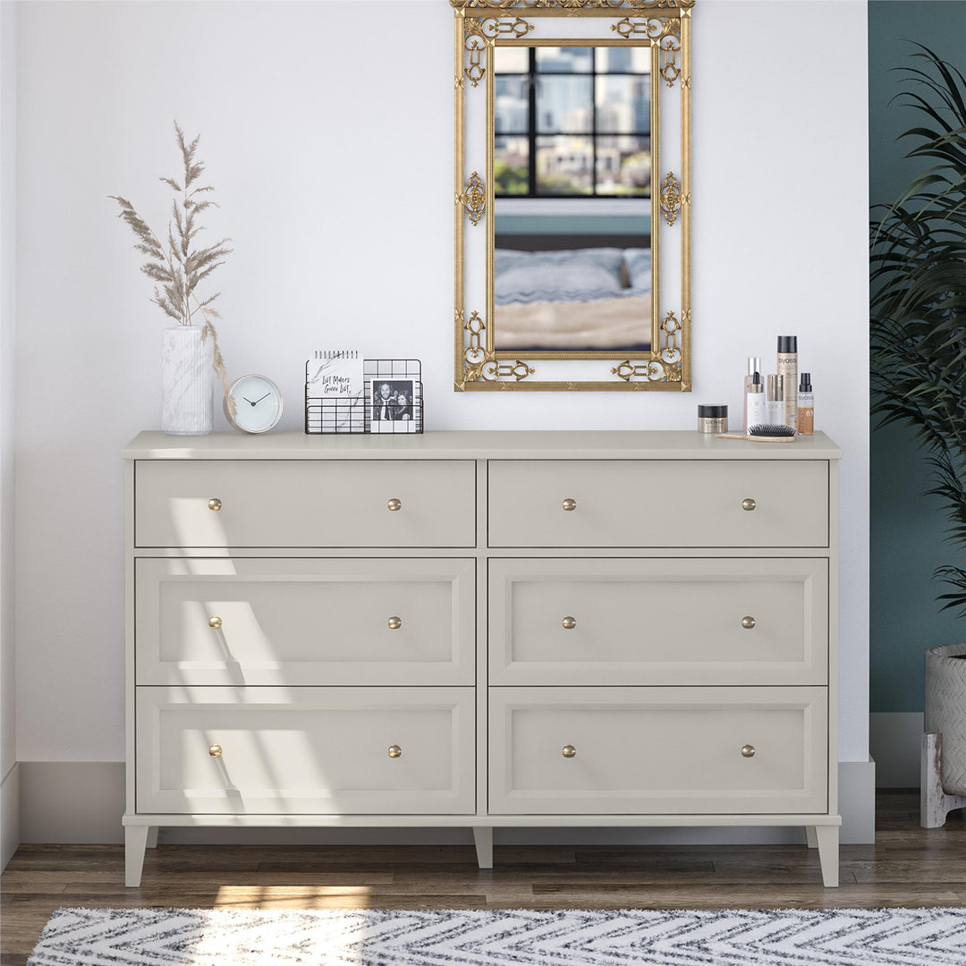 Monticello Wide 6 Drawer Dresser with Gold Accents - Sharkey Grey