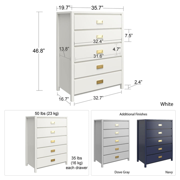 Monarch Hill Haven 5 Drawer Kids’ Dresser - Navy