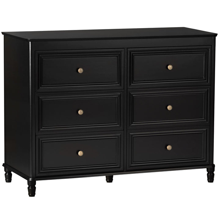Piper Painted 6 Drawer Dresser with Solid Wood Spindle Feet - Black