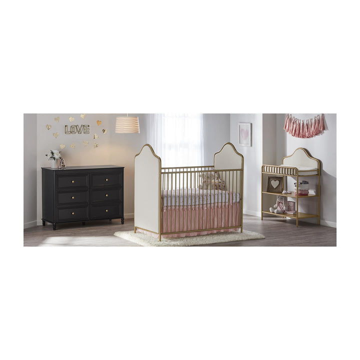 Piper Painted 6 Drawer Dresser with Solid Wood Spindle Feet - Black