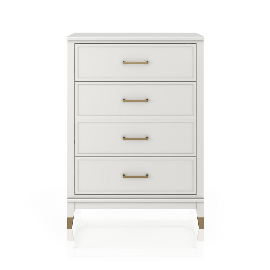 Westerleigh 4 Drawer Dresser with Gold Accents - White