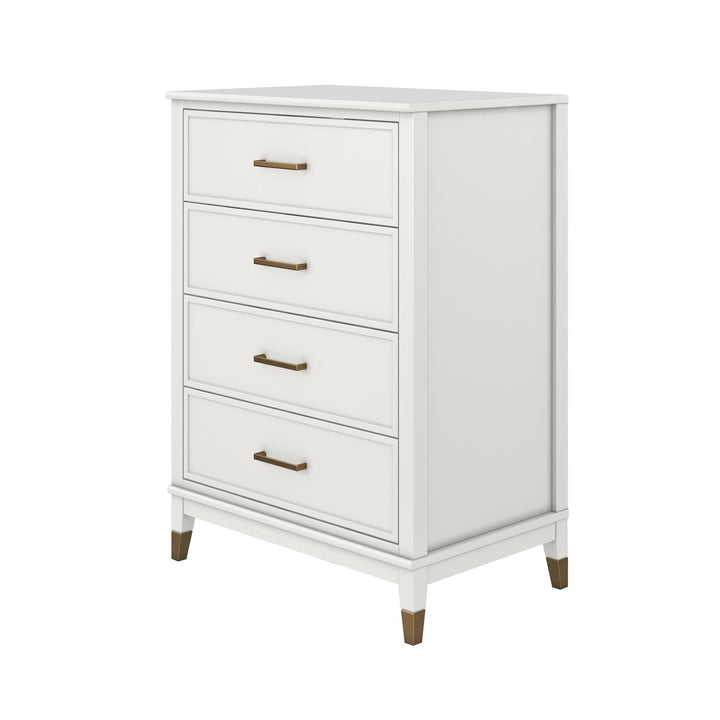 Westerleigh 4 Drawer Dresser with Gold Accents - White