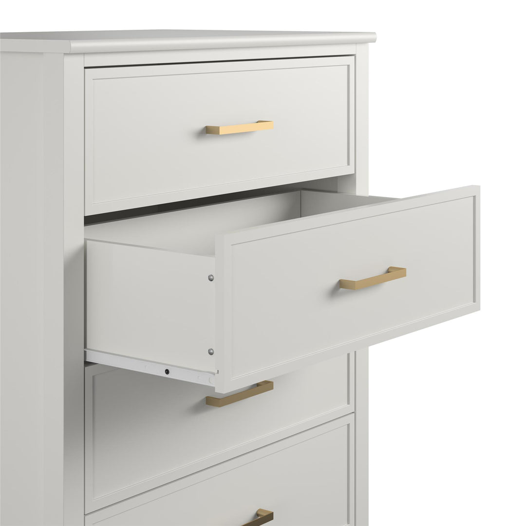 Westerleigh 4 Drawer Dresser with Gold Accents - White