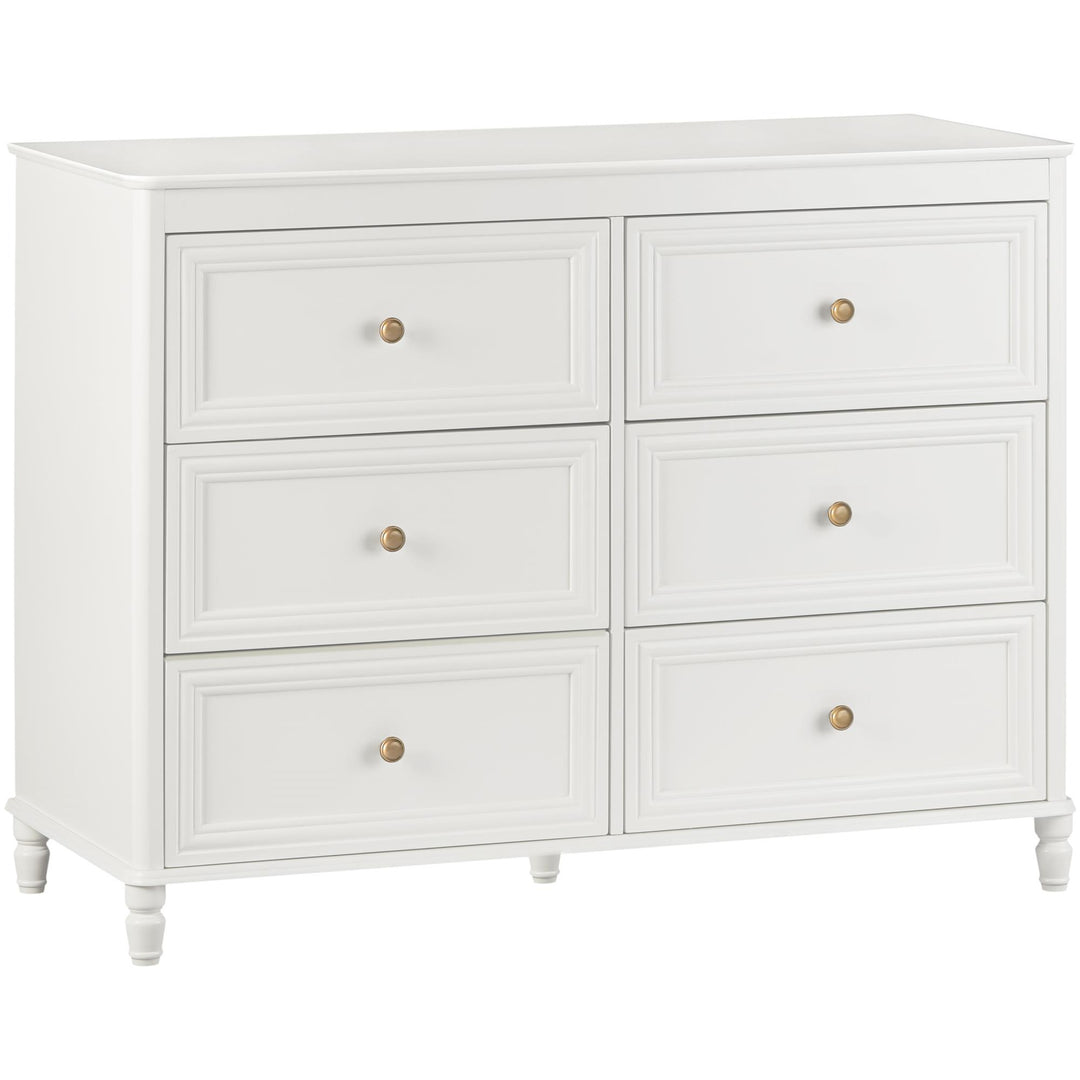 Piper Painted 6 Drawer Dresser with Solid Wood Spindle Feet - Cream