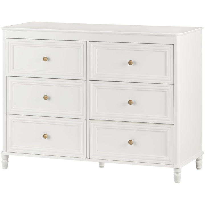 Piper Painted 6 Drawer Dresser with Solid Wood Spindle Feet - Cream