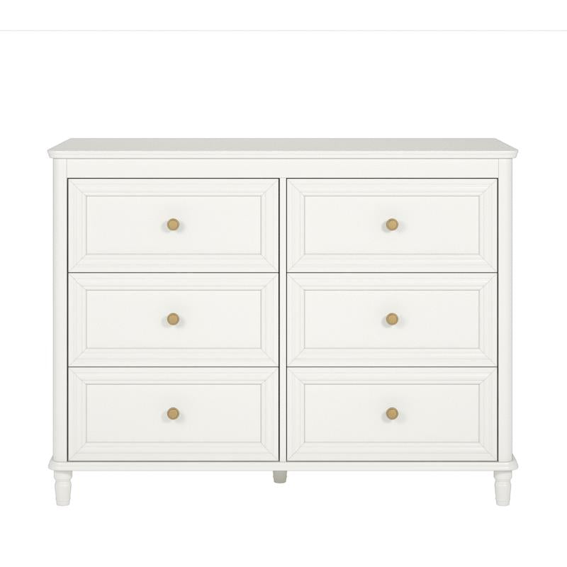 Piper Painted 6 Drawer Dresser with Solid Wood Spindle Feet - Cream