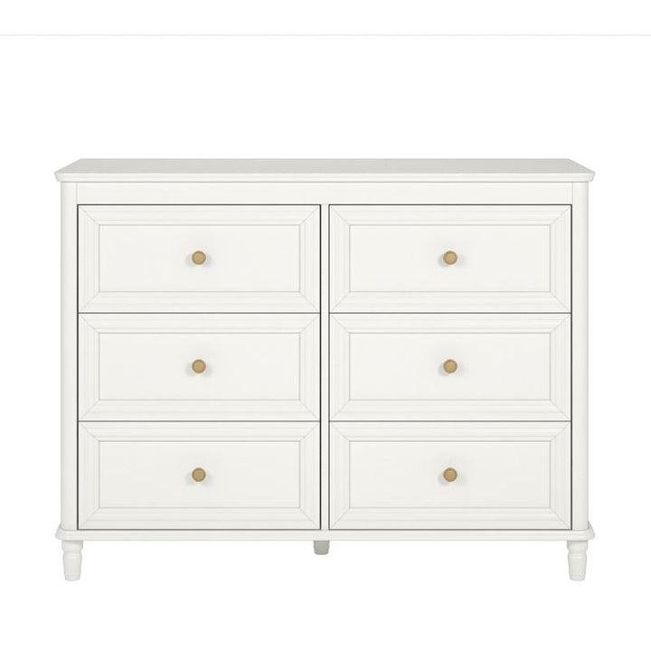 Piper Painted 6 Drawer Dresser with Solid Wood Spindle Feet - Cream