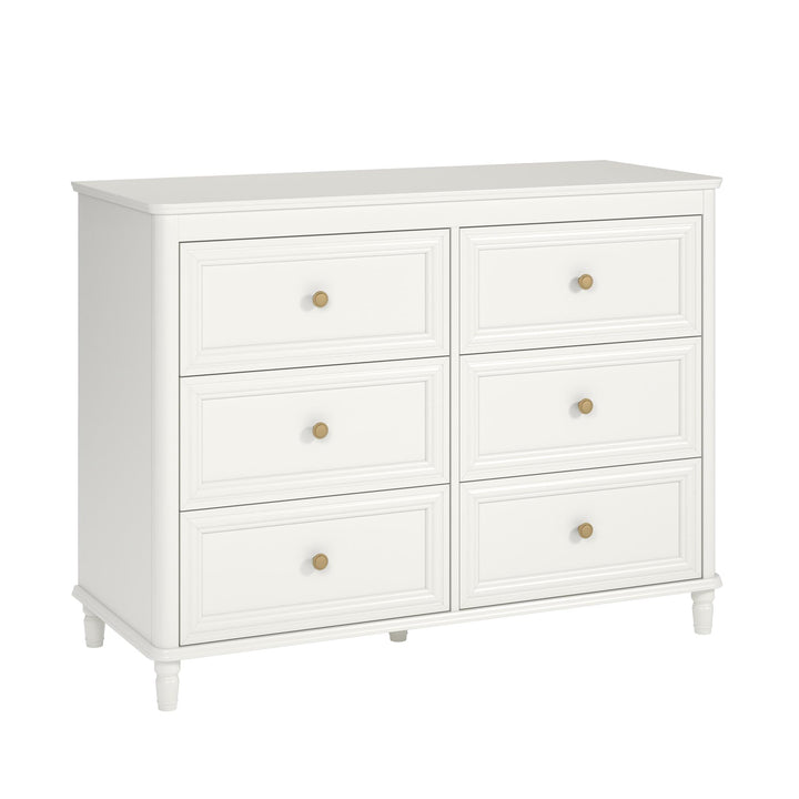 Piper Painted 6 Drawer Dresser with Solid Wood Spindle Feet - Cream