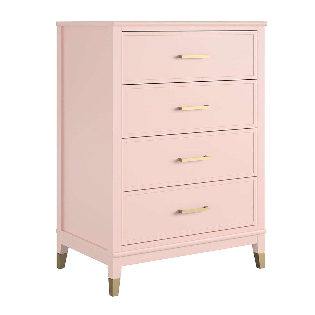 Westerleigh 4 Drawer Dresser with Gold Accents - Pale Dogwood