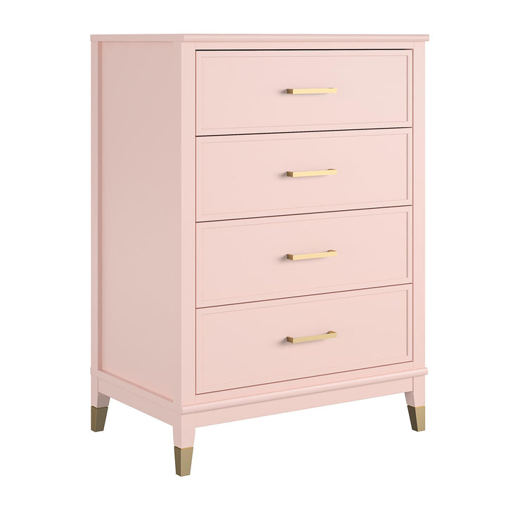 Westerleigh 4 Drawer Dresser with Gold Accents - Pink (Pale Dogwood)