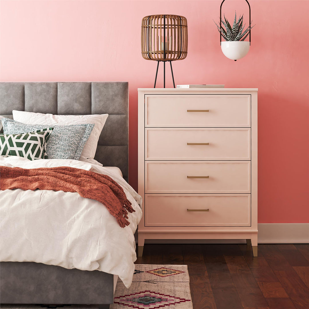 Westerleigh 4 Drawer Dresser with Gold Accents - Pink (Pale Dogwood)