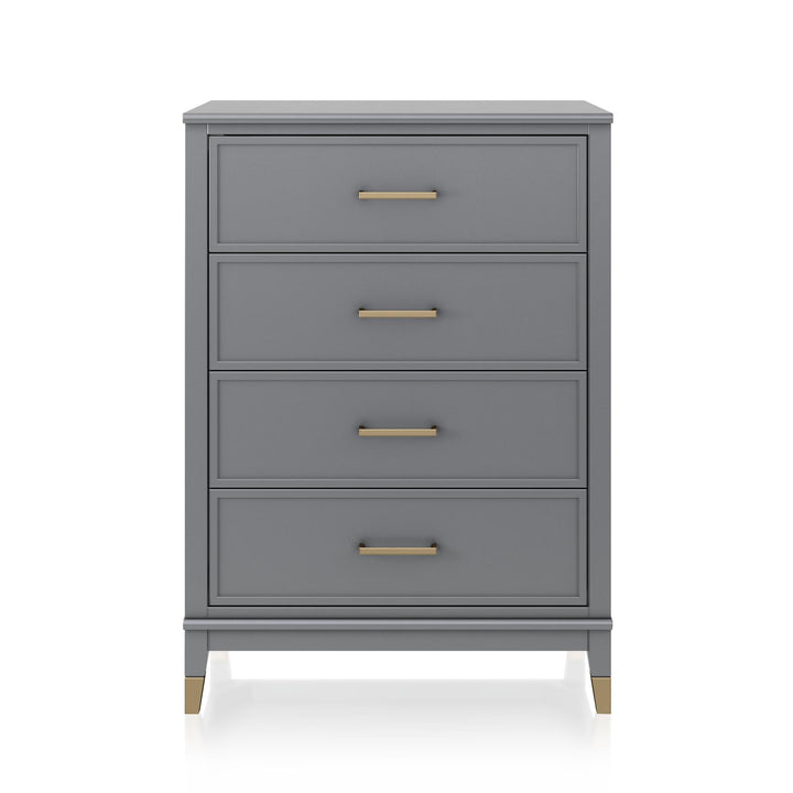 Westerleigh 4 Drawer Dresser with Gold Accents - Graphite Grey