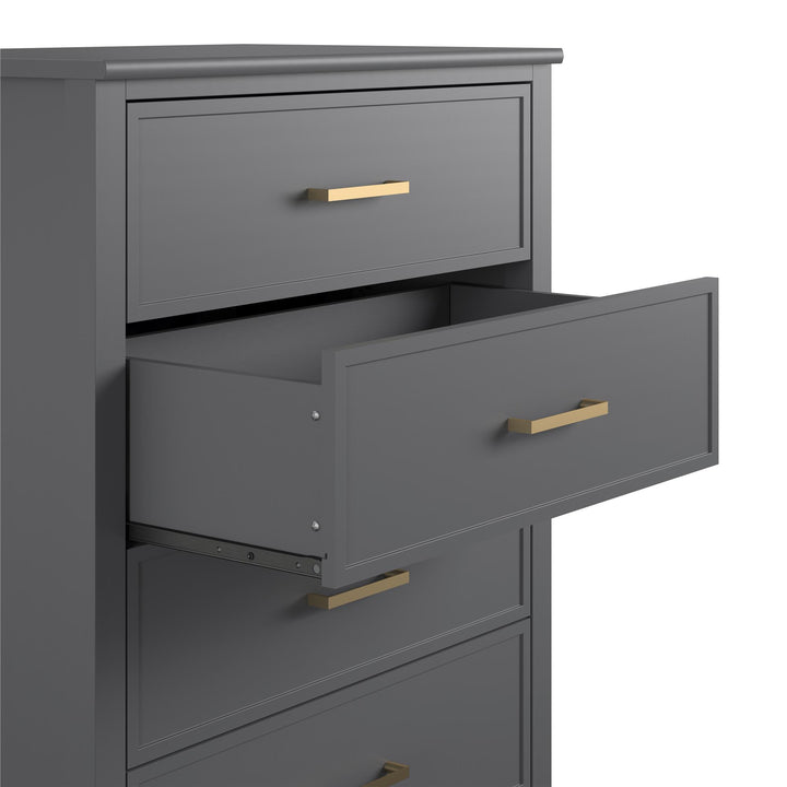 Westerleigh 4 Drawer Dresser with Gold Accents - Graphite Grey