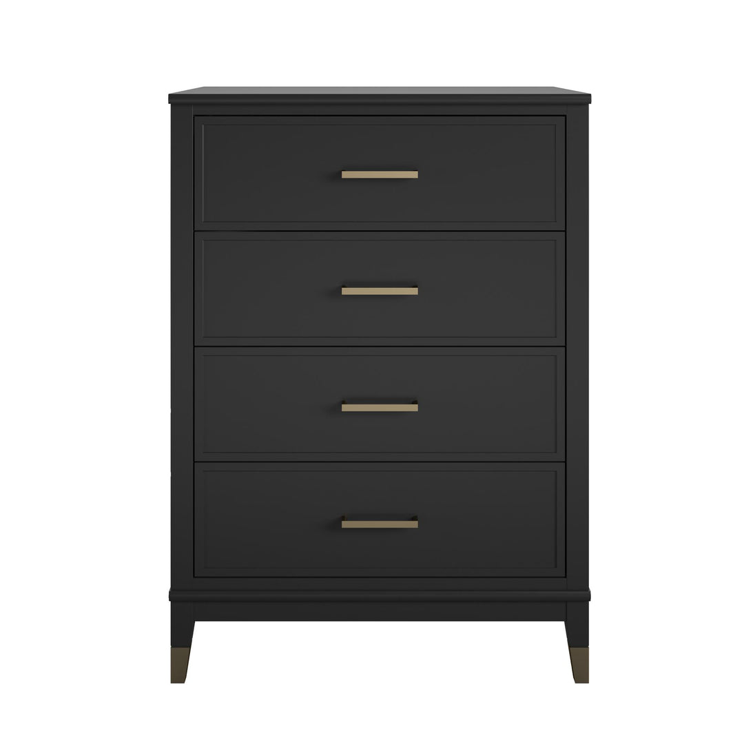 Westerleigh 4 Drawer Dresser with Gold Accents - Black